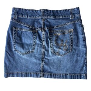 Tommy Hilfiger Y2K Denim Mini Skirt Blue Wash Low Rise Embroidered Pocket Size 8
